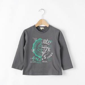 新品　HusHusH(Kids)　アメカジテイストプリント長袖Ｔシャツ　チャコールグレー　13(130cm)　定価1089円