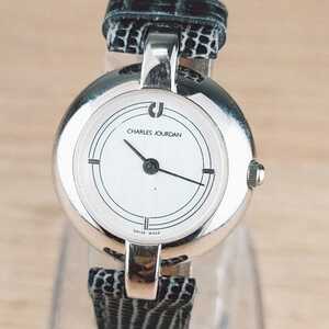 CHARLES JOURDAN シャルルジョルダン スイス製 2針 腕時計　アナログ 時計 ヴィンテージ 白文字盤 レディース アクセ アクセサリー