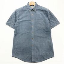 エルエルビーン ☆ L.L.Bean 00s 半袖 ボタンダウン チェック シャツ グレー ネイビー Sサイズ アウトドア アメカジ キャンプ■CC195_画像2