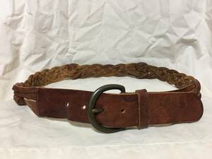 Abercrombie&Fitch Abercrombie and Fitch leather / leather mesh belt brown group S secondhand goods 84 centimeter ~94 centimeter between . hole .5 piece 