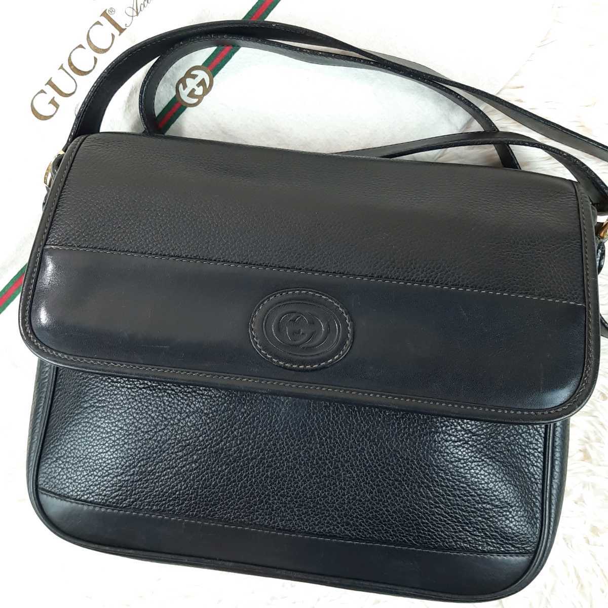 美品 極希少!Gucci スクエア型レザーショルダーバッグ オールドグッチ