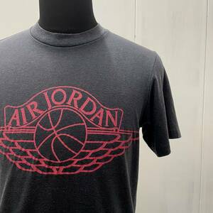 80s NIKE AIR JORDAN プリント Tシャツ Mサイズ 黒 / ウイングロゴ エアジョーダン1 カナダ製 ヴィンテージ ナイキ 半袖 オールド 紺タグ