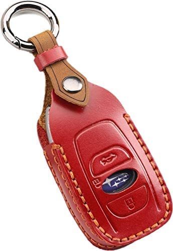 『送料無料』キーケース スバル 新型フォレスター レヴォーグ インプレッサ 本革 レザー 3 赤 レッド sm キーホルダー キーカバー