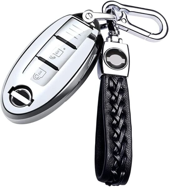 『送料無料』NISSAN 日産 専用 インフィニティ キーケース キーホルダー デイズ セレナ エクストレイル シルバー キーカバー y ②