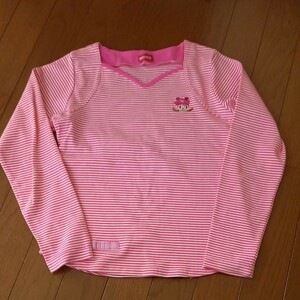 長袖Tシャツ キッズ 子供服 トップス　150 インナープレス　ピンク　ストライプ　INNER PRESS