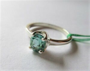 * blue green tourmaline silver ring 11 number #1115