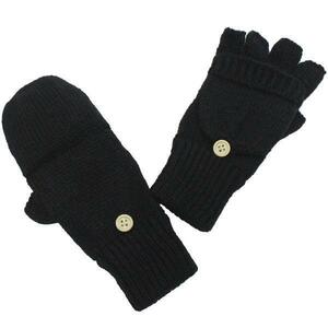  convenience! man and woman use knitted covered finger none gloves * black * new goods (GV)