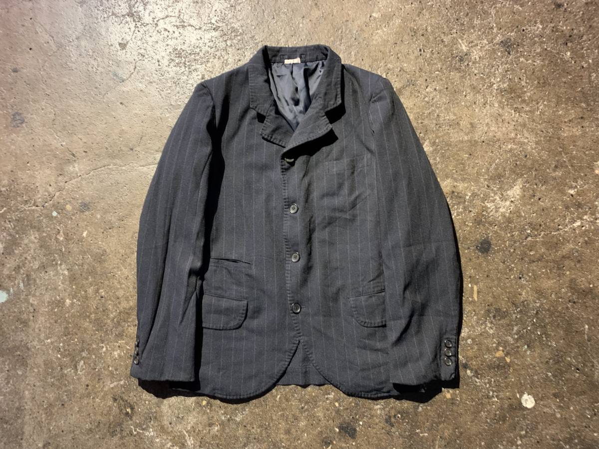 ヤフオク! -「comme des garcons homme ジャケット ポリ」(コム デ 通販・買取 美品 コムデギャルソンオムドゥ XS ストライプジャケット ポリ縮 17SS テーラードジャケット