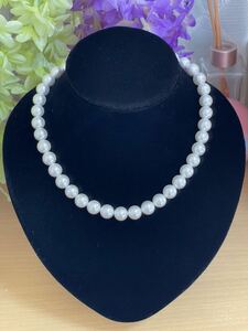  high class flower .book@. pearl necklace 10mm~ large grain exclusive use case attaching ceremonial occasions weight 64.8g Aurora white 