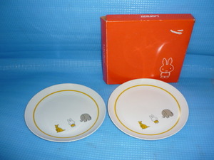 E* not for sale * unused *2009 year Lawson ×miffy Miffy ceramics made plate plate diameter approximately 19cmx2 sheets 