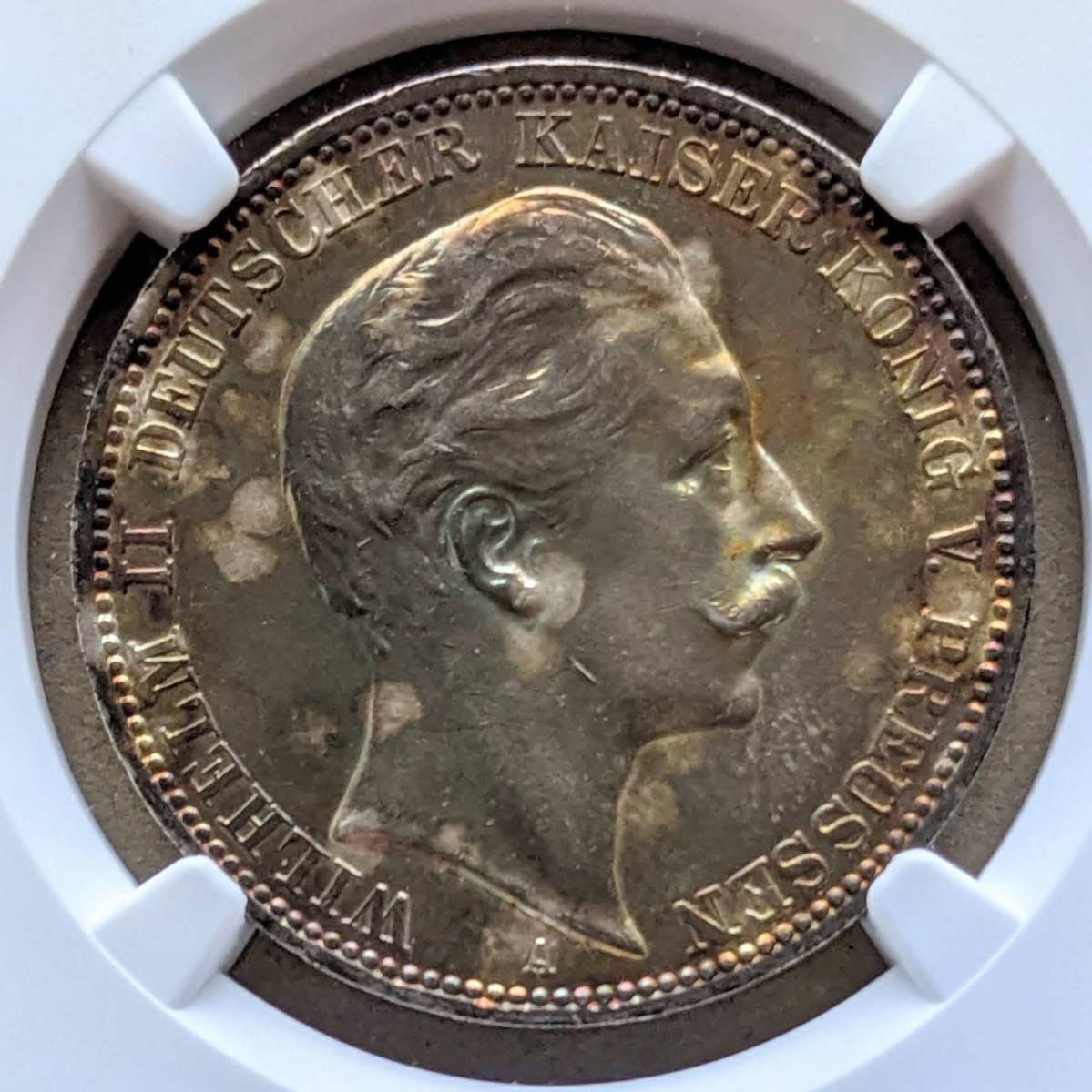 交換無料! ドイツ プロイセン ヴィルヘルム2世 3マルク銀貨 NGC MS63