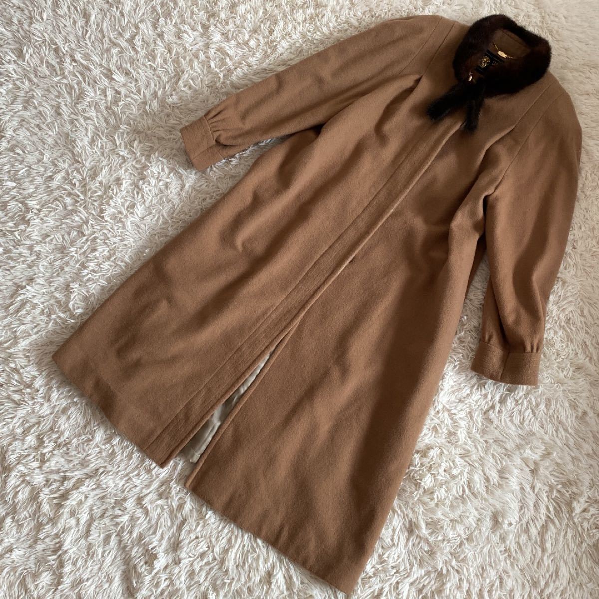 再再再..販 新品 JANE SMITH W-FACE ロングコート キャメル ウール