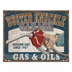 ブリキ看板/Busted Knuckle Gas & Oils 1738 ティンサインプレート サインボード アメリカン雑貨 エンボス看板 インテリア雑貨 ショップ