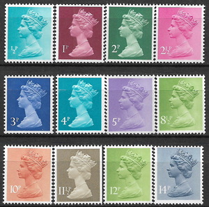 ★1970年~ イギリス - 「エリザベス女王」 12種 未使用(MNH)★VR-774