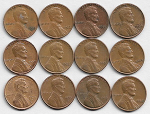 ★1960-1971年 アメリカ リンカーン　1セント - 12枚★CG-20