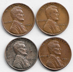 ★1940年~1946年 - アメリカ リンカーン　1セント - 4枚★CG-13