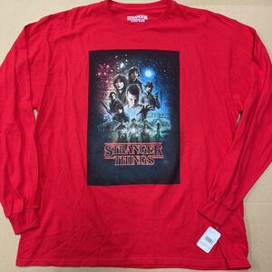 ストレンジャーシングス Stranger Things Tシャツ メンズ 長袖 XLサイズ 未使用 ロンT 赤 レッド