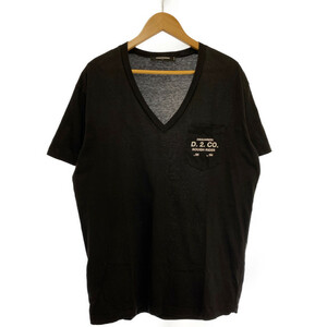 DSQUARED2 ディースクエアード Tシャツ Vネック ブラック Lサイズ 566043