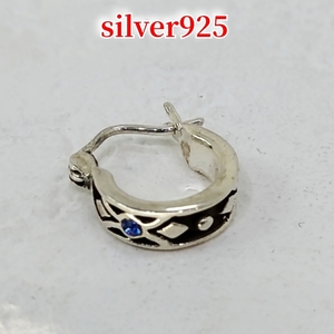 ネイティブデザイン ジルコニア/ブルー スナップピアス シルバー925 silver925 片耳から 激安