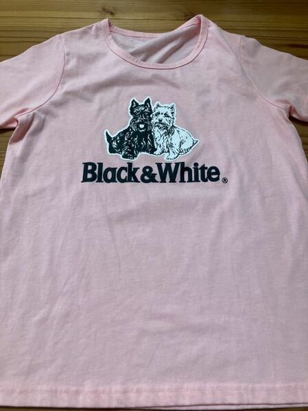 送料込み！Black&White 半袖Tシャツ ピンク プリントTシャツ ブラックアンドホワイト GOLF ゴルフウェア ヨークシャテリア