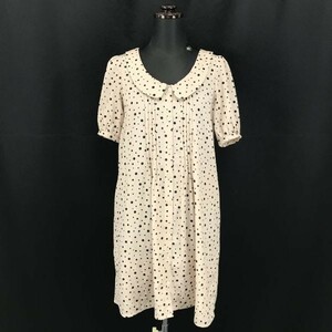 ★MINIMUM MINIMUM★半袖/シャツワンピース【2/レディースM/薄茶×黒/ドット柄】Made in Japan/ミニ丈/ミニマムミニマム◆BG889