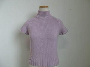 (50581)FRAGILE Fragile wool . high‐necked short sleeves knitted sweater purple 38 USED