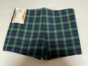  that time thing Showa Retro man swim pants navy blue * green * yellow color check 7-8 -years old 