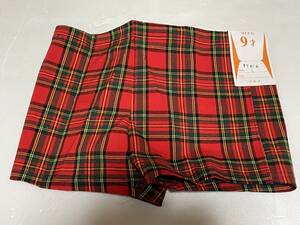  that time thing Showa Retro man swim pants red * yellow color check 9-10 -years old 