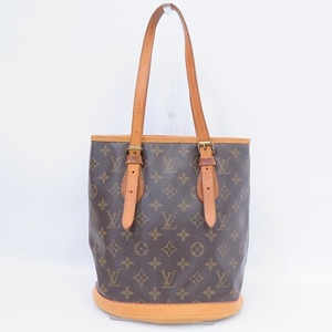 #apb ルイヴィトン LOUISVUITTON トートバッグ バケット バケツバッグ PM M42238 茶系 モノグラム 張替え済 レディース [764041]