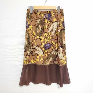 #anc ユキコハナイ YUKIKOHANAI スカート 10 茶系 フルーツ柄 ロング 美品 レディース [758013]