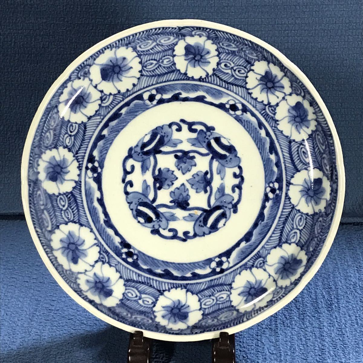 ヤフオク! -藍九谷の中古品・新品・未使用品一覧 買い物代行 古伊万里 藍九谷 鷺 輪花 なます皿 5客 食器