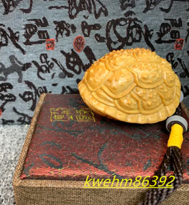 木彫 亀殻 亀 亀甲 置物 彫刻 工芸品 精密細工 