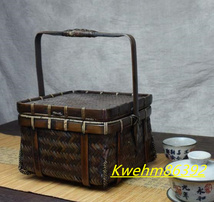 竹編みバッグ 茶道具収納 便攜 収納ケース古風 職人手作り ピクニック_画像1