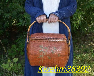 竹編みバッグ 茶道具収納 収納ケース古風 職人手作り ピクニック