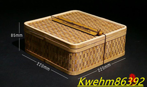 竹で編んだかご 収納ボックス 收納盒 竹細工 茶道具籠