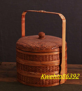 職人手作り 竹編みバッグ 古風 茶道具収納 収納ケース