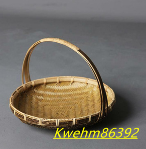 職人手作り 収納ケース 自然竹の編み上げ 茶道具収納 ピクニック 古風