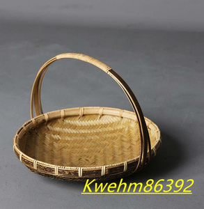 職人手作り 収納ケース 自然竹の編み上げ 茶道具収納 ピクニック 古風