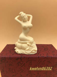 極上質 裸婦像 置物 彫刻 少女 彫刻 女性 象牙の実 美術工芸品 精密細工 賞翫