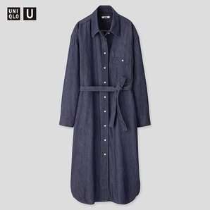 【新品・M・66 ブルー】ユニクロ×ルメール■Uniqlo U ユニクロユー デニムシャツワンピース 伝統のワンピースをゆったりシルエットにの画像9