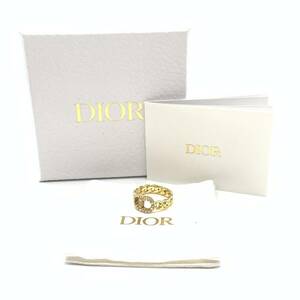 #C.DIOR Dior CLAIR LUNE кольцо L размер примерно 14 номер CD Logo стразы кольцо аксессуары Gold цвет 