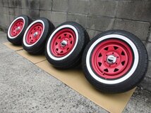 200系 ハイエース レッド 新品 IRON HEAD ホイール ホワイトリボンタイヤ 4本 6H-139.7 15インチ 215/70R15C 109/107Q 8PR 2022年 デイトナ_画像3