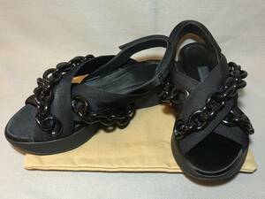  new goods Burberry p low Sam chain sandals 38 shoes black black BURBERRY PRORSUM collection 