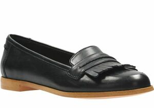 Clarks Clarks 22cm Flat leather black black ballet fringe Loafer low heel Classic pumps sandals 797