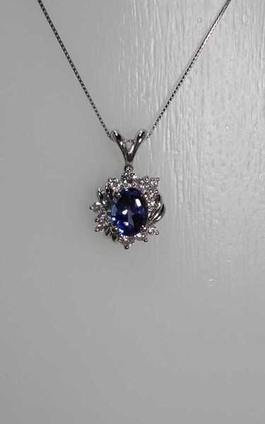 Ptタンザナイトダイヤペンダントネックレス!T1.44ct.D0.46ct.。中宝研ソーティング付き。