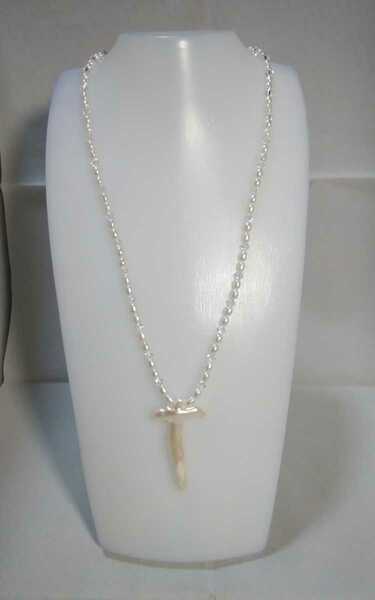 淡水真珠&水晶ネックレス！バロック形状トップ。62cm。