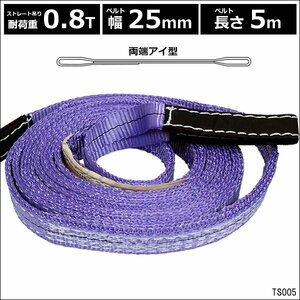 ナイロンベルトスリング 25mm×5m ストレート吊0.8T 【1本】両端アイ型/18