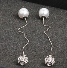 『世界一豪華』価格高騰中 【極上の逸品】1円~ ◆ 王冠 真珠 ダイヤモンドピアス プラチナ仕上 注目 新品 贈答品の商品画像