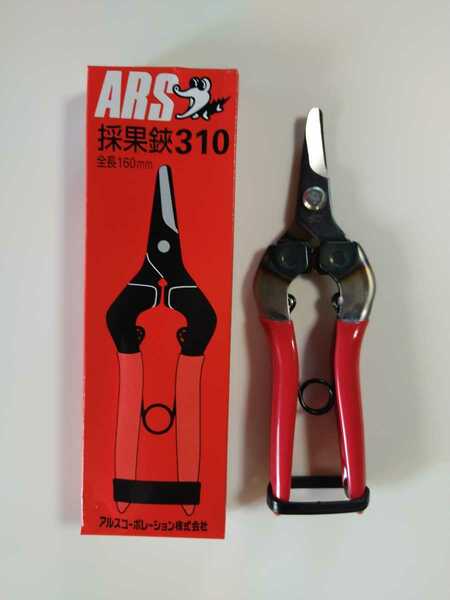 送料無料!アルスの採果鋏310 全長160mm 湾曲した刃は果実のキズつきが少なく、根本まで切りやすい設計です。