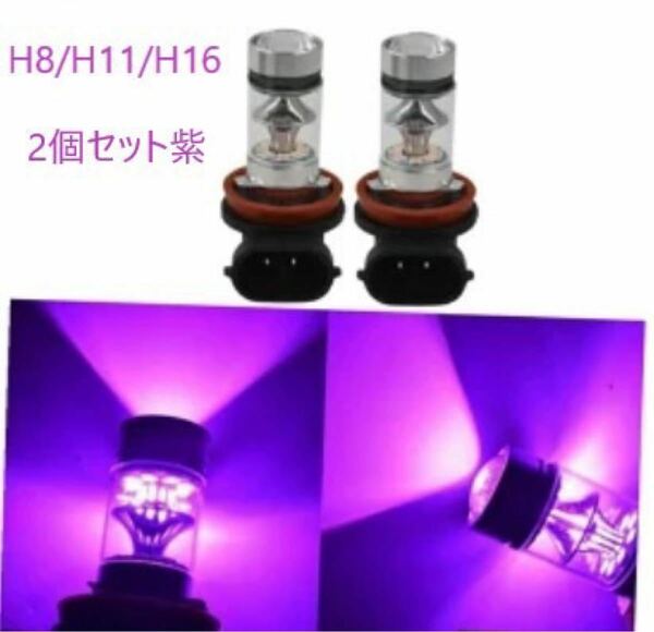 H8/H11/H16 兼用 LEDフォグランプ 2個セット パープル 紫色